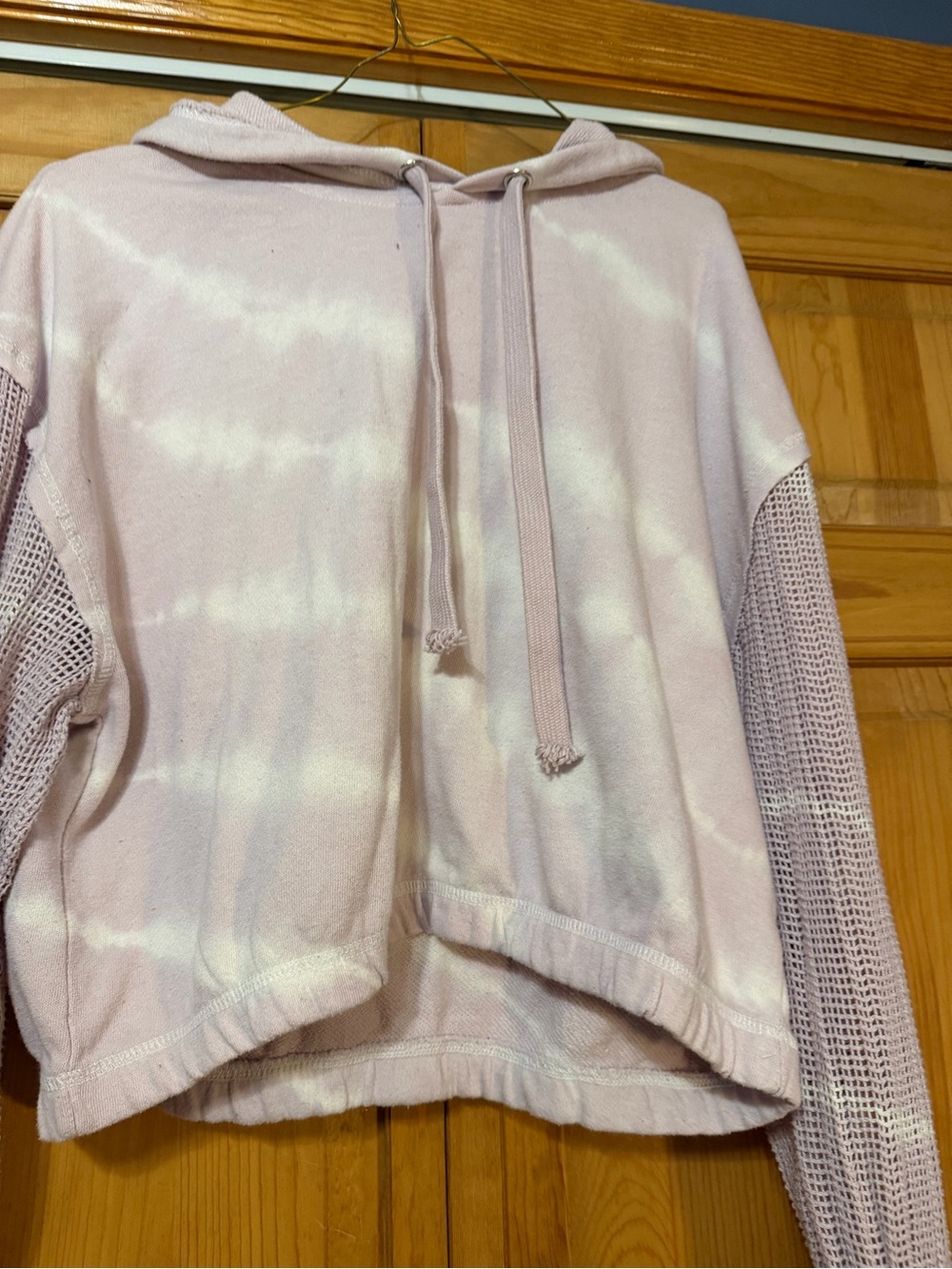 Vintage Havana Pink & White Tie-Dye Mesh Sleeve Hoodie
